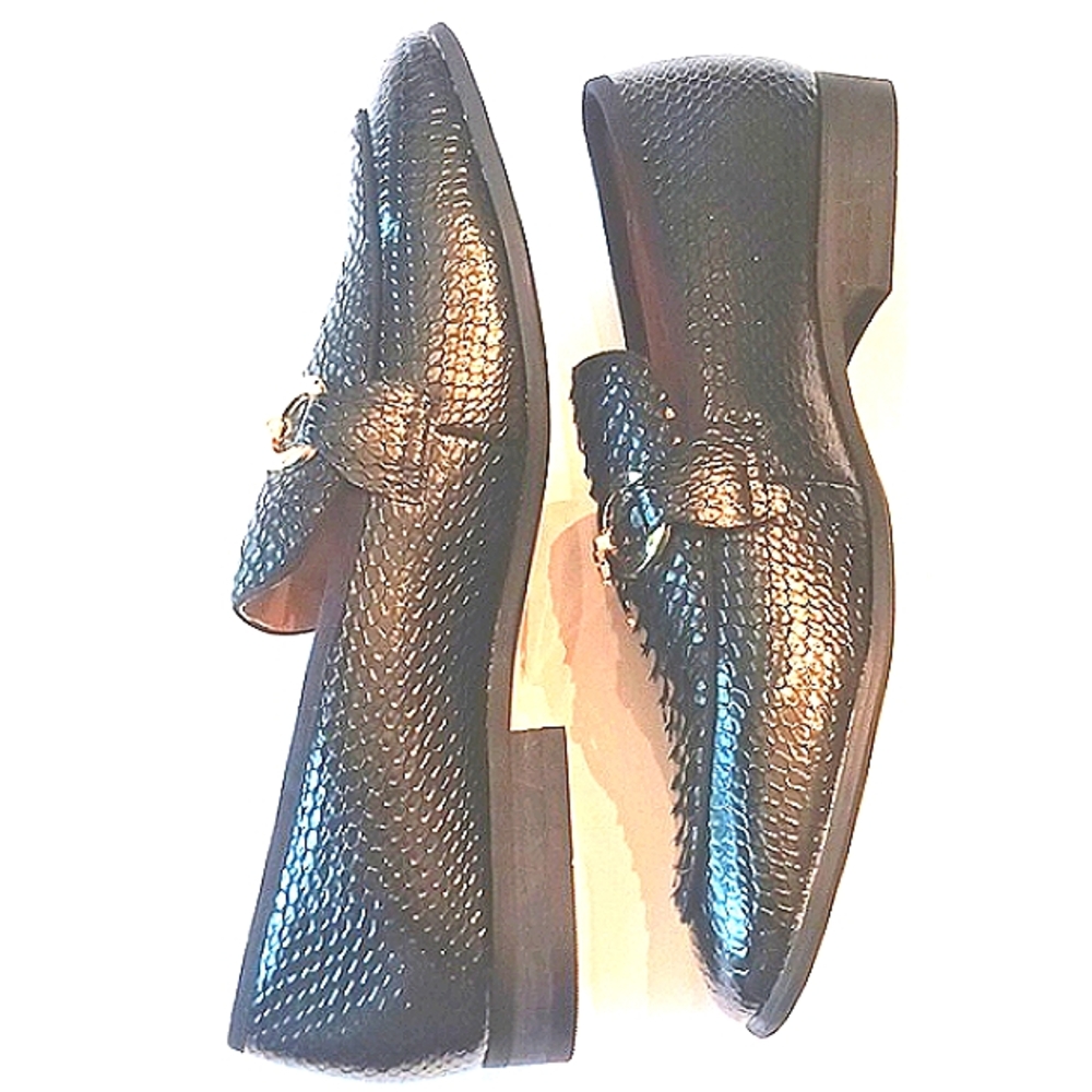 NWOT Meijiana Dress Shoes W/Gold Hardware Black Top Blue Middle Accents Size 9 - Picture 7 of 13